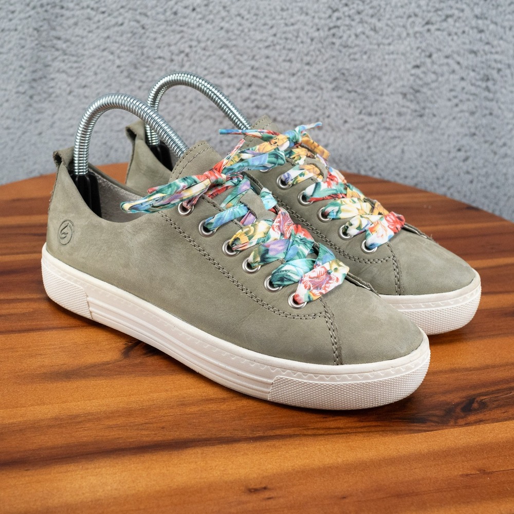 Remonte Women's D0900-52 Alina Green Breathable Lace-Up Sneakers, Size EU 36
